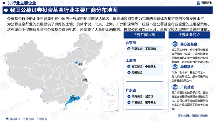 公募基金行业的企业主要集中在中国的一线城市和经济发达地区。这些地区拥有更为完善的金融体系和更高的经济发展水平，为公募基金行业的发展提供了良好的土壤。具体来说，北京、上海、广州和深圳等一线城市是公募基金行业企业的主要聚集地。这些城市不仅拥有众多的公募基金管理机构，还聚集了大量的金融机构、投资公司和专业人才，形成了较为完整的金融产业链。