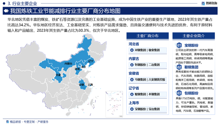 国内市场竞争力较强的炼铁企业主要分为两类：一类是如宝钢、鞍钢等实力雄厚、规模庞大的国有企业；另一类是如沙钢这类发展潜力巨大、增长迅猛的少数民营企业。
